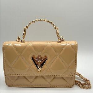 Valentino Orlando Elegant Tan Quilted Handbag Or Crossbody Bag
